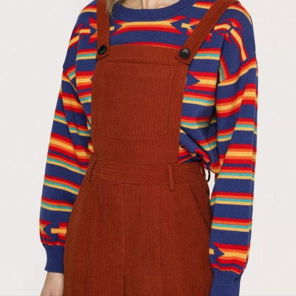 Burnt Orange Corduroy Jumpsuit Overalls Wide Leg XL - Picture 7 of 13